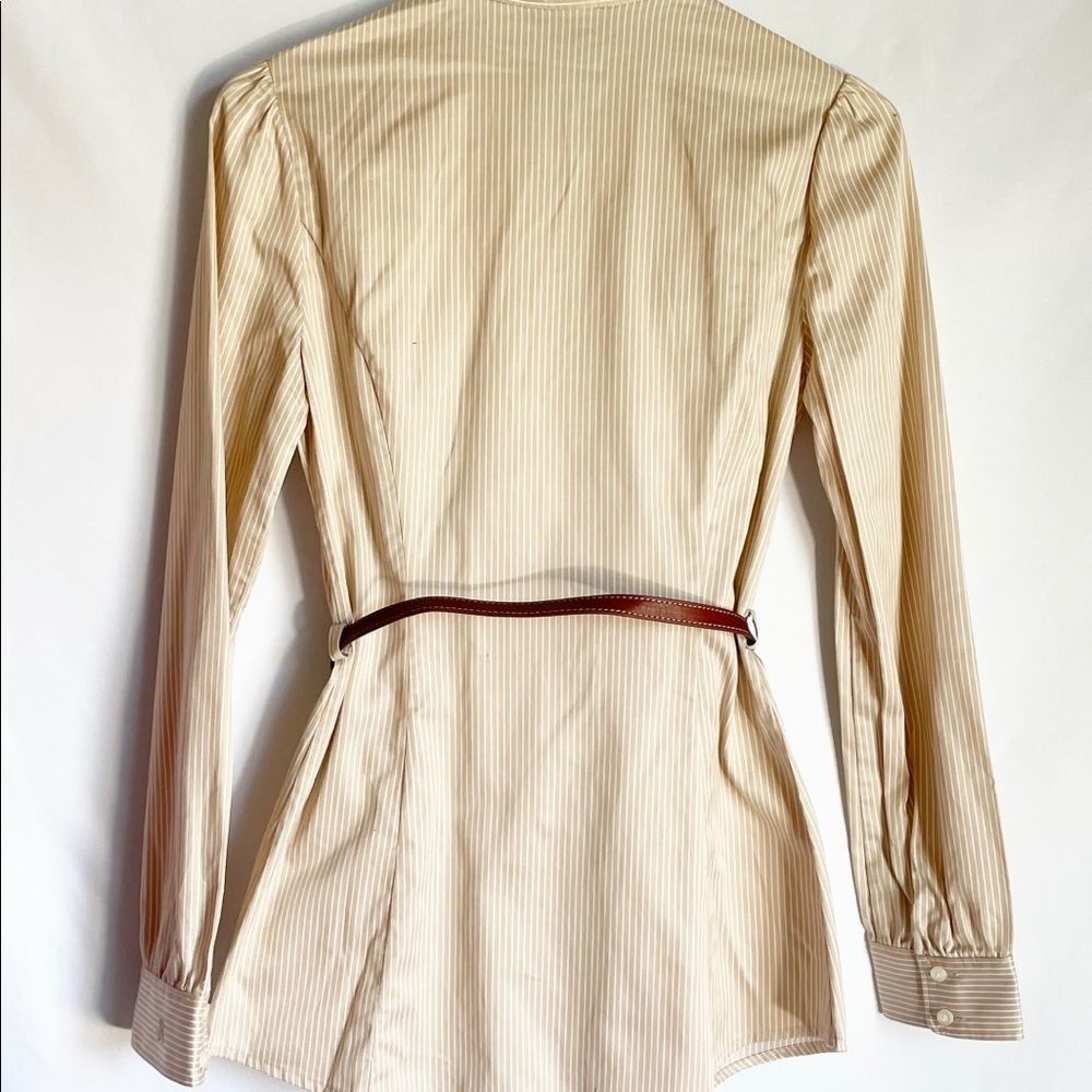 Prich Pride & Rich Striped Belted Ruffle Blouse L - Picture 8 of 12